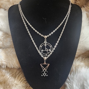 Lilith sigil and Lucifer sigil double strand necklace