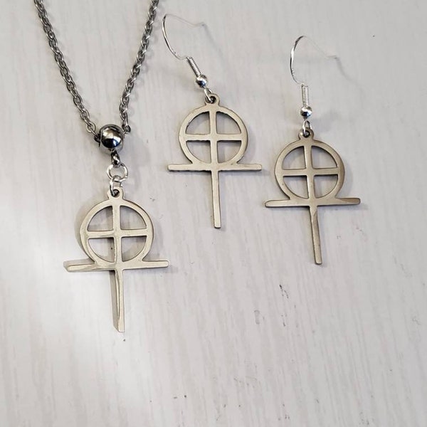 Celtic cross charm jewelry set