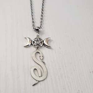 Triple moon serpent necklace