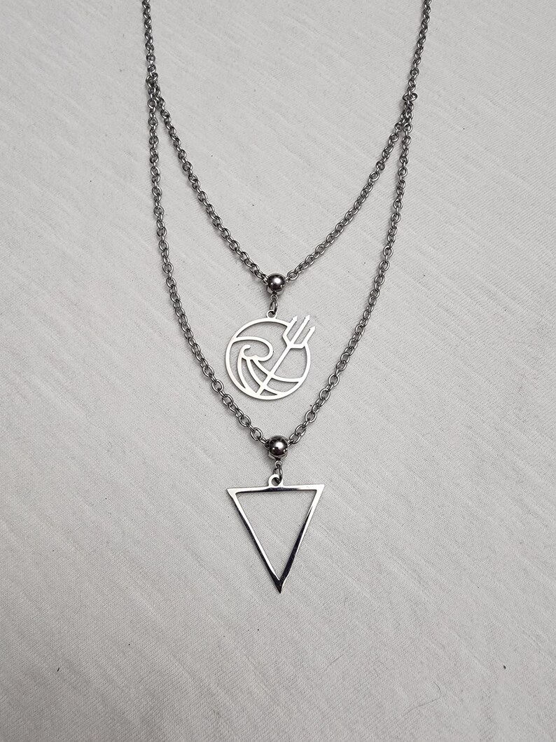 Poseidon and Water Symbol Double Strand Necklace - Etsy