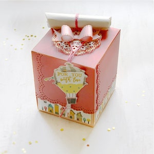 EXPLOSION BOX aanpasbaar_verjaardagscadeau doop communie jubileum_explosieve geschenkdoos_originele kaart_verrassing