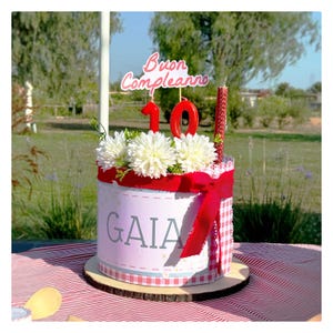 BASE per Torta decorata in Carta(SENZA TOPPER incluso nel prezzo)/Base per Torta finta in polistirolo con decorazioni in carta personalizzat