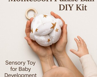 Montessori Puzzle Ball DIY Kit – Sensory Toy for Baby Development, Soft Toy Sewing Kit for Newborns (3m+), Montessori Baby Gift, Takane Ball
