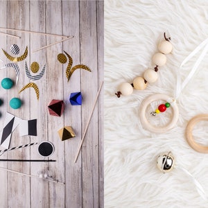 Kit Montessori Móvil DIY Completo para Recién Nacido – Munari, Octaedro, Gobbi, Bailarines + Set Móvil Táctil, Juguete Sensorial Bebé DIY
