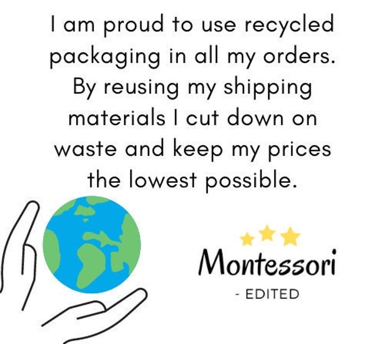 A message that I am using recycled packaging.