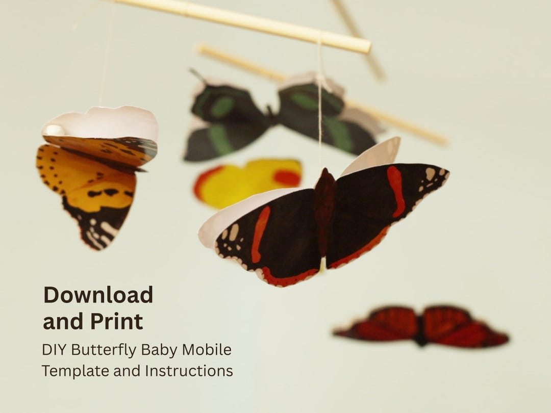 Printable Butterfly Baby Mobile Template: PDF Digital Download, DIY ...