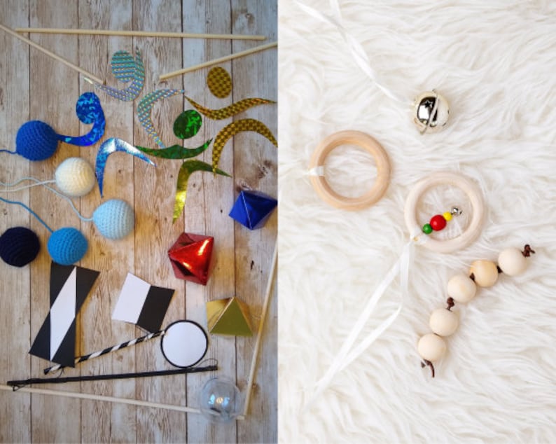 DIY Montessori mobile set, the visual and the colourful tactile set