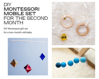 Set mobile Montessori, kit mobile per bambini fai da te, set di giocattoli da palestra per bambini, mobile per asilo nido, regalo per bambini Montessori, giocattoli tattili in legno, mobile di carta fai-da-te