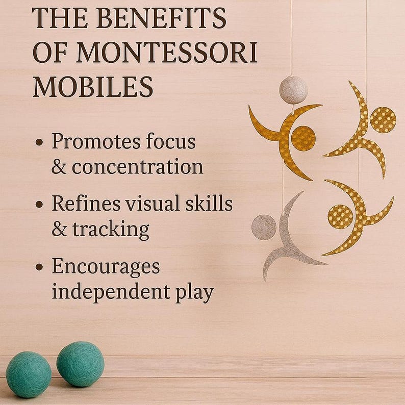 Image with text describing benefits like promoting focus, refining visual tracking, and encouraging independent play.