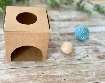 Ball drop box, Montessori ball drop, object permanence box, Montessori gift for 6 month old, Montessori baby toy, DIY baby stocking filler