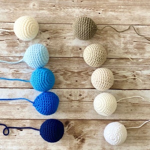 GOBBI Mobile, Montessori mobile, crochet baby toy, neutral baby mobile, sensory baby gift , Montessori gift for babies, blue nursery decor image 9