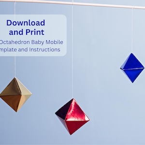 Montessori Octahedron Mobile PDF, DIY Montessori Mobile Instructions PDF, Baby Mobile Printable Template, Montessori Octahedron Mobile Guide