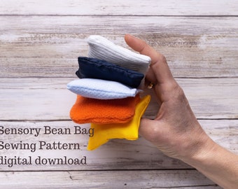 Sensory Bean Bags Sewing Pattern, bean bag pattern, sensory toy pattern, Montessori sewing pattern, DIY baby toy project, sewing for kids,