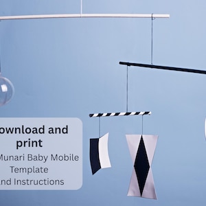 Montessori Munari Baby Mobile Printable, Baby Mobile Digital Pattern + Guide, Black and White Mobile for Newborn, Pregnancy Gift Printable