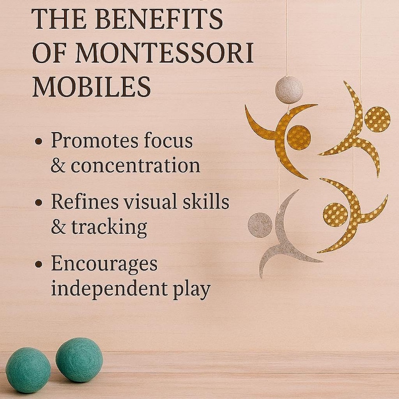 Image with text describing benefits like promoting focus, refining visual tracking, and encouraging independent play.