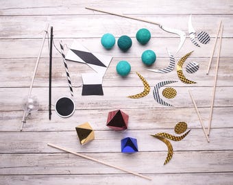 Set di giostrine Montessori fai da te per neonati da 0 a 3 mesi, kit di giostrine per neonati fai da te, kit di giocattoli sensoriali per neonati, giostrina da appendere per la cameretta fai da te