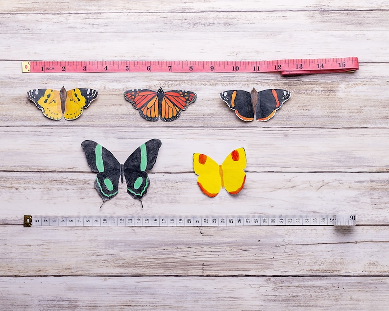 butterfly shapes as a calming DIY pregnancy project, measurements of the butterflies.