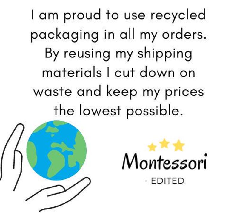 Eco-friendly recycled packaging for Montessori DIY baby mobile kits – sustainable materials used to reduce waste and keep prices affordable.
