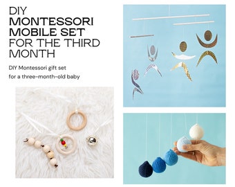 Regalo per bambini di 3 mesi, giostrina Montessori, giocattolo per bambini Montessori, kit mobile per bambini, regalo Montessori per 3 mesi, set regalo Montessori, bambino