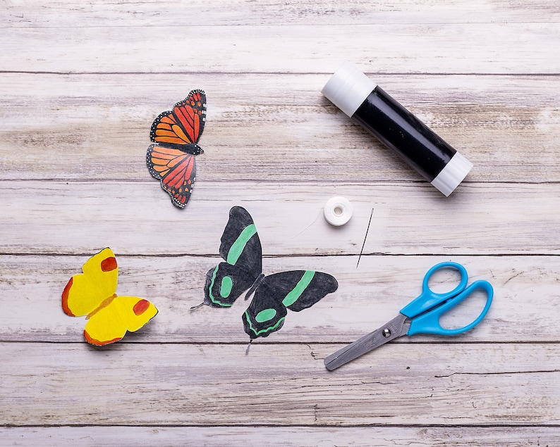 Image showing how to assemble the Montessori-inspired butterfly mobile