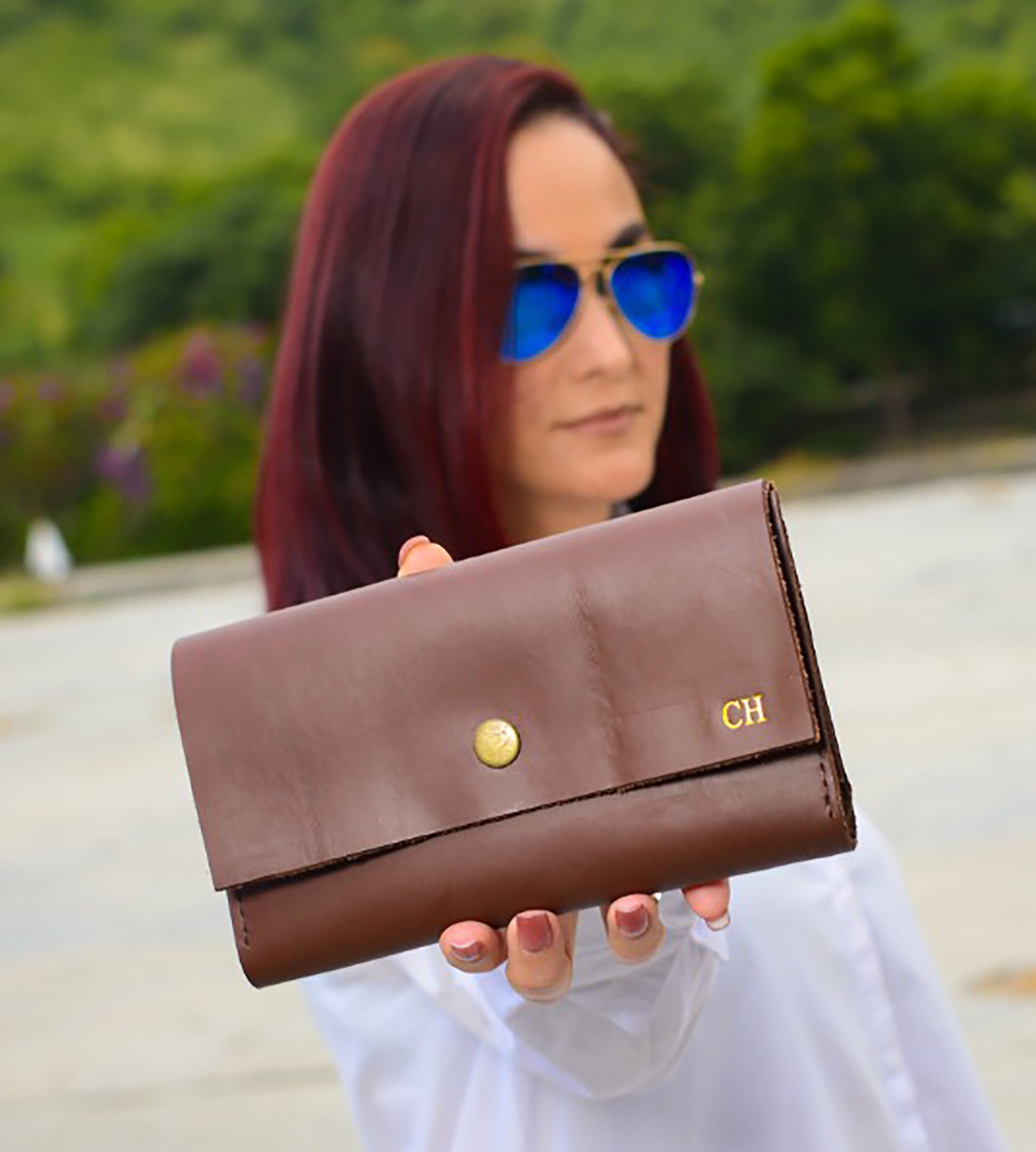 PERSONALIZED Leather Clutch Purse Full Grain Leather Clutch Etsy