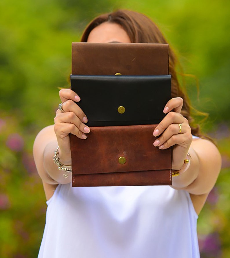 PERSONALIZED Leather Clutch Purse Full Grain Leather Clutch Etsy