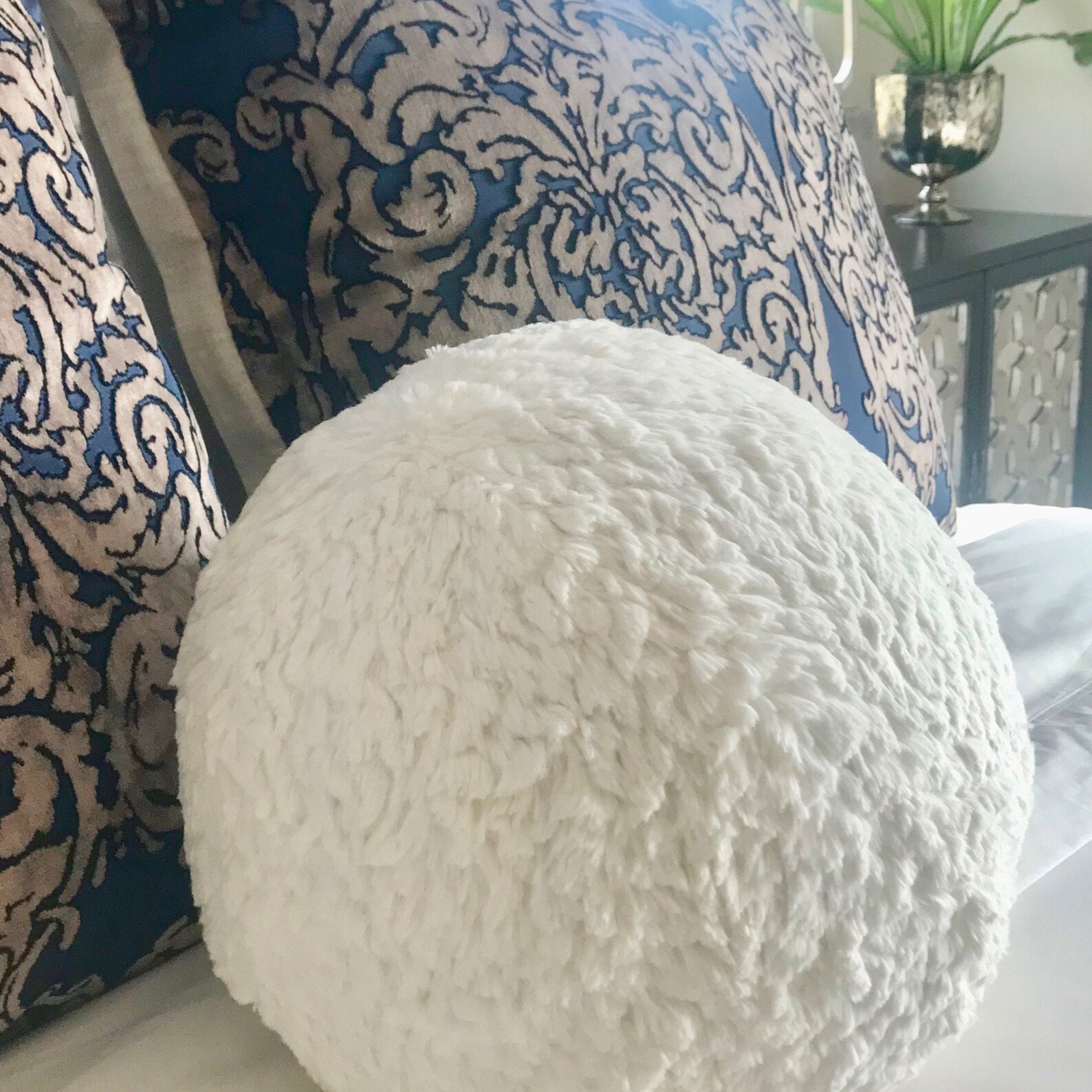Faux Fur 'personality Ball Pillow' With Feather Down Etsy