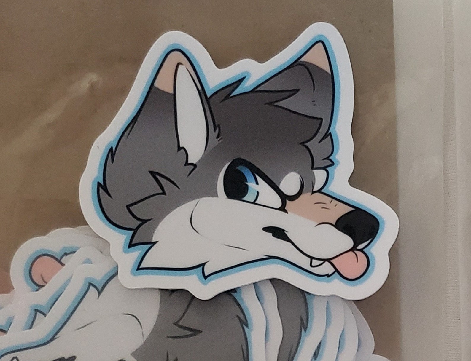 Furry Wolf Grey Wolf Vinyl Sticker Badge Canine Lupine Cute Etsy