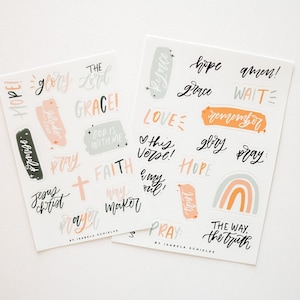 Sticker Sheet Bundle, Christian Sticker, Bible Journaling, Planner Stickers, Prayer Journaling, Faith Stickers