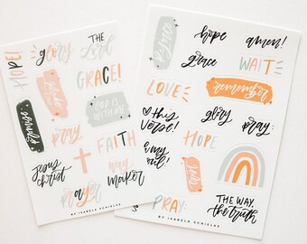Sticker Sheet Bundle, Christian Sticker, Bible Journaling, Planner Stickers, Prayer Journaling, Faith Stickers