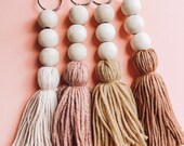 Boho Keychain Tassel Boho Wood Bead Tassel Key Chain Tassel Keychain Keychain Wood Bead Key Chain Oil Diffuser Boho Accessory