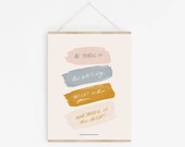 Brush Strokes Quote In the waiting Christian Print Boho Print Jesus Prints God, faith, Hope Gos is working Wall Print Print