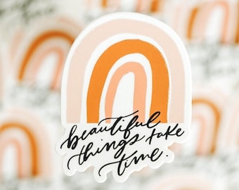 Beautiful things take time, Rainbow sticker, Christian Sticker, Faith Sticker, Sticker, Bible Verse, Quote sticker