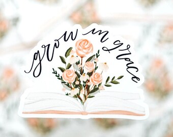 Grow in Grace Sticker, Laptop Sticker, Christian Sticker