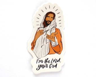 I'm the Lord your God Jesus's Illustration Bible Stickers Christian Stickers Jesus Stickers | God | Hope Faith Stickers Water bottle sticker