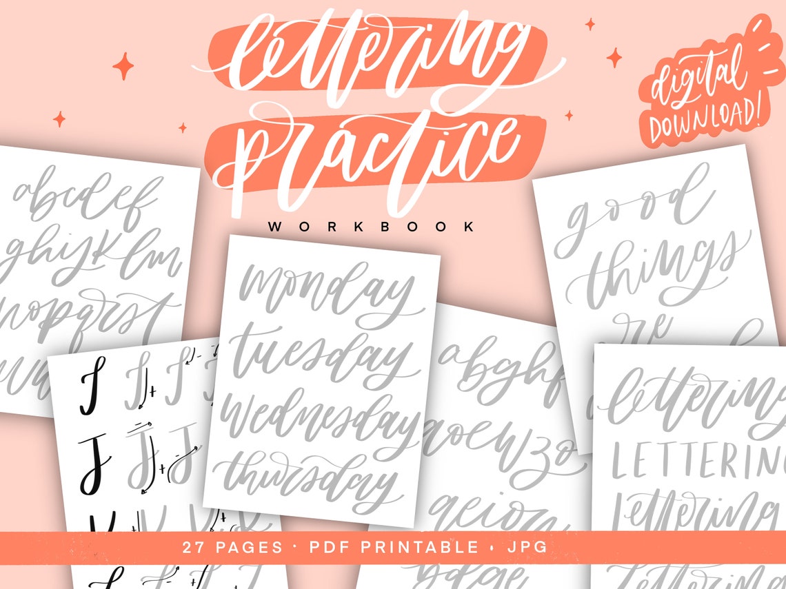 Lettering Practice Workbook Procreate Ipad Lettering - Etsy