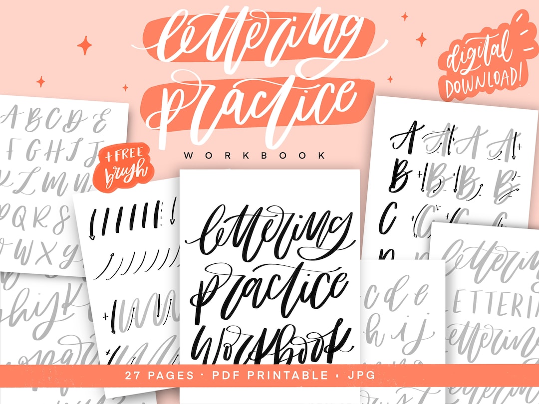 Lettering Practice Workbook, Procreate, iPad Lettering, Workbook ...
