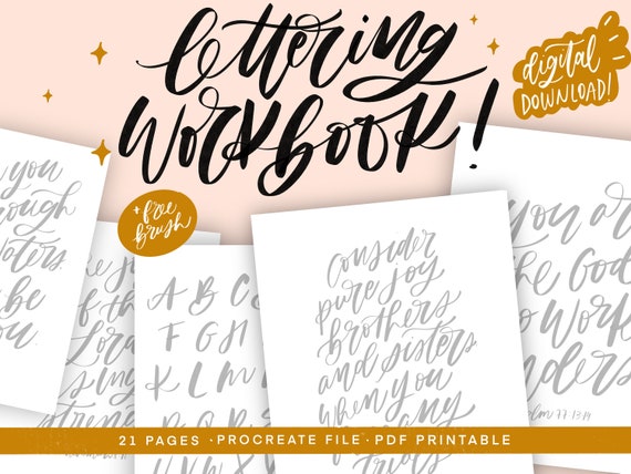 Lettering Practice Workbook Procreate iPad Lettering Workbook