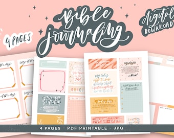 4 Pages Bible Journaling Printable, Digital Download, Christian Devotional, Printable Bible Journaling