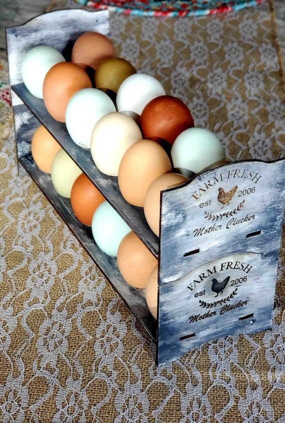 Farmhouse Personalized Stackable Wood Egg Holder L Chicken Egg L Fresh Egg  Storage L Wooden Egg Holder L Wood Egg Carton L Egg Tray Gift 