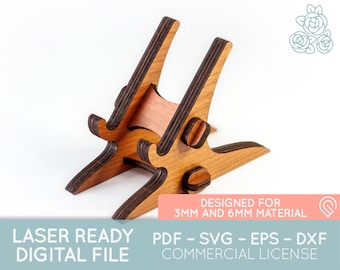 No Glue Phone Stand | 2 Size Variations | Beginner | Glowforge Cut File | Laser File | Digital Download | Phone Stand SVG | Phone Holder PDF