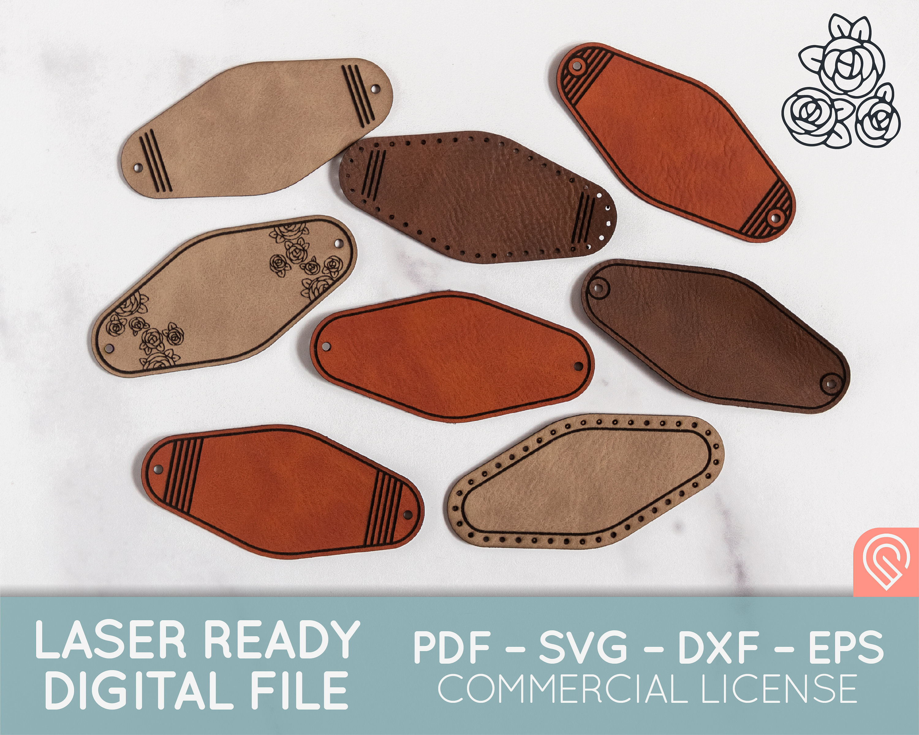 Classic Motel Keychain Style Leather Patch Templates - Etsy