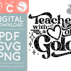 Professor com Coração de Ouro | Clip-Art | Valorização do Professor | Licença Comercial | Design Laserável | Download Digital | PDF+SVG+PNG