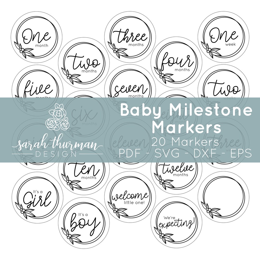Baby Milestone Tile Markers | Commercial License | Glowforge Cut File ...