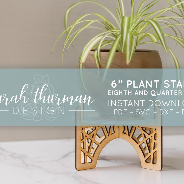 6" Plant Stand with Support Base | Commercial License | Glowforge Cut File | Laser Printer Design | Digital Download | PDF + SVG + DXF