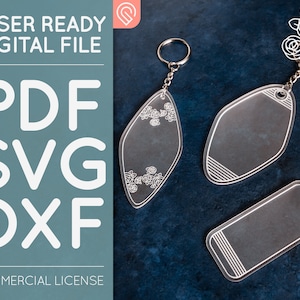 Motel Style Keychain Templates | Commercial License | Glowforge Cut File | Laser Printer Design | Digital Download | PDF + SVG + DXF