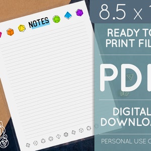 College Ruled Lined Notes Sheet | Printable Planner | Bullet Journal | Notebook Paper | Lined Notebook Paper | Digital Download | PDF