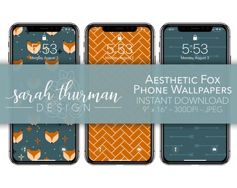 Pacchetto di sfondi per telefono con volpe estetica / Motivi senza soluzione di continuità / Perfetti per telefoni e tablet / Download digitale istantaneo / JPEG / 9 design