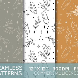 Crystal Magic Digital Paper Pack + Swatches | Seamless Patterns | Scrapbooking Paper | Instant Digital Download | PNG | AI Swatches Included