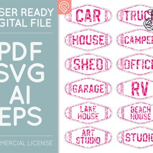 Labeled Motel Keychain Designs | Commercial License | Glowforge Cut File | Laser Printer Design | Digital Download | Glowforge Beginner